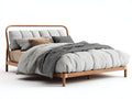 Letto matrimoniale - Legno-Tessuto - 212x172x108 cm - Grigio chiaro-Legno naturale - nordico moderno