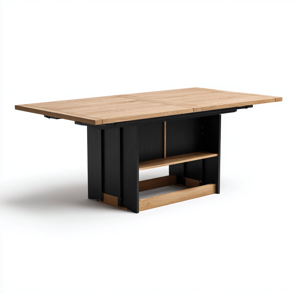 Tavolo da giardino - Legno massello - Metallo - 180x90x76 cm - Naturale-Nero - Moderno