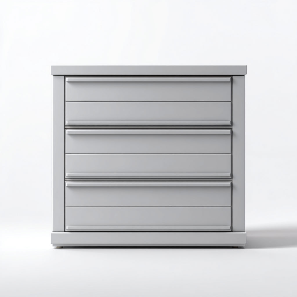 Cassettiera-MDF-Metallo-90x42x88 cm-Grigio-Argento-Moderno