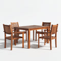 Set da pranzo da esterno - legno massello - 140x90x75 cm - teak naturale - stile rustico moderno