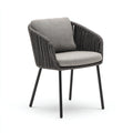 Poltrona da giardino - Corda-Tessuto-Metallo - 61x58x82 cm - Grigio-Nero - Moderno intrecciato