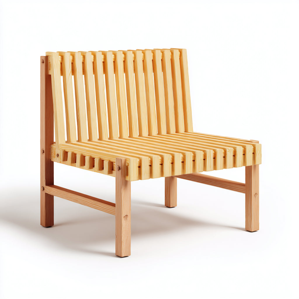 Poltrona da giardino - Legno - 74x70x76 cm - Legno chiaro - Minimalista naturale