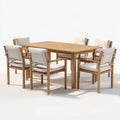 Set da pranzo da esterno - legno massello-tessuto - 180x100x75 cm - teak naturale-beige - stile resort