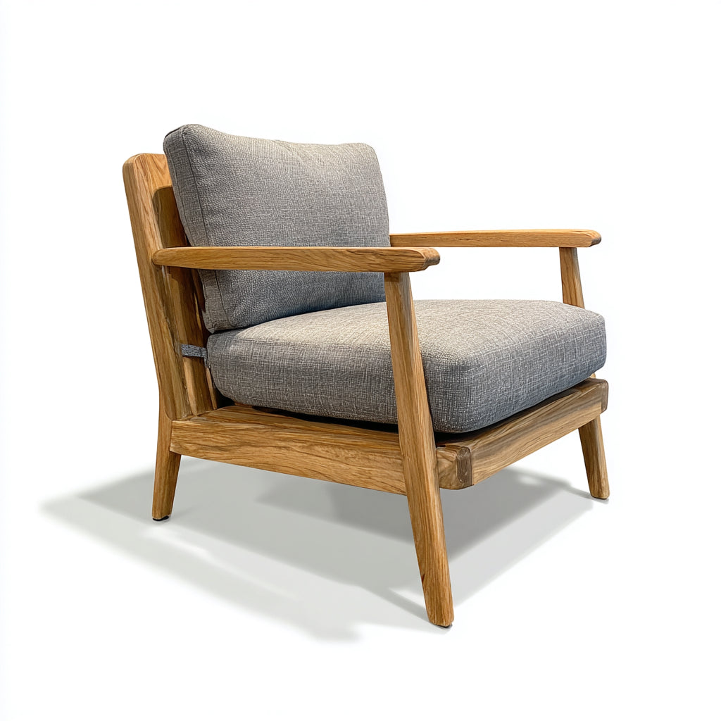 Poltrona da giardino-legno-tessuto-84x76x74 cm-marrone-grigio-stile nordico