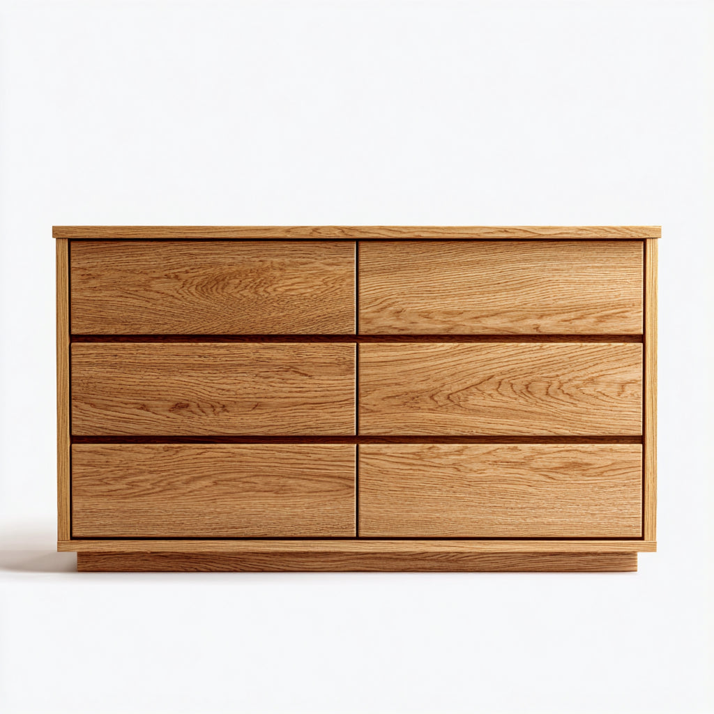 Cassettiera-Legno massello-140x45x86 cm-Rovere naturale-Moderno