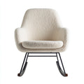 Sedia a dondolo-tessuto bouclé-metallo-legno-81x86x98 cm-bianco-nero-marrone-stile moderno rétro