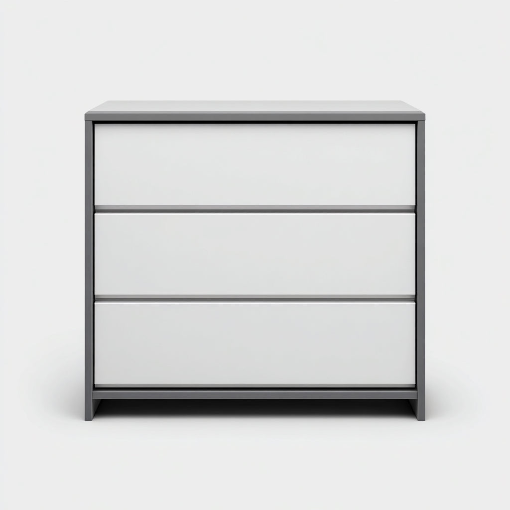 Cassettiera-MDF-Metallo-88x40x82 cm-Bianco-Grigio scuro-Moderno