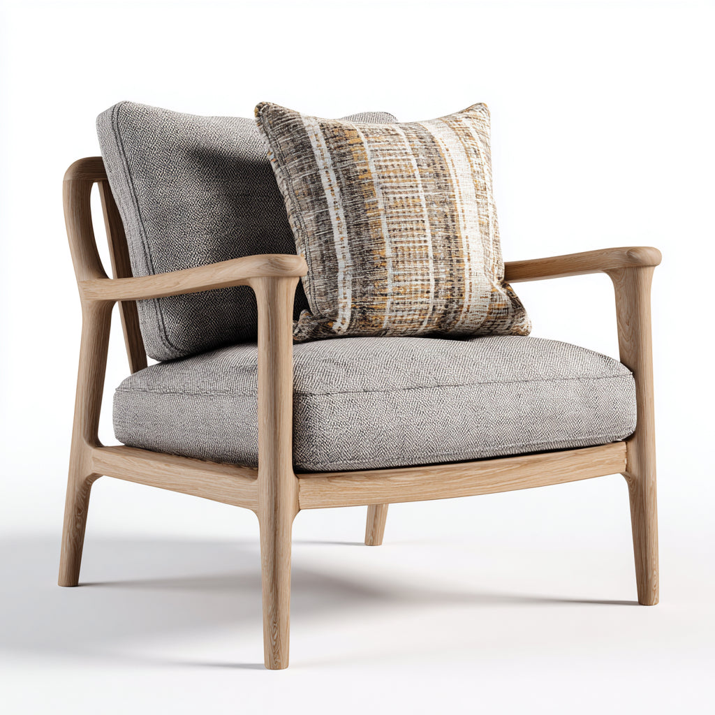 Poltrona da giardino-legno-tessuto-86x78x82 cm-marrone-grigio-stile scandinavo