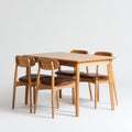 Set da pranzo da esterno - legno massello-ecopelle - 145x85x75 cm - rovere naturale-cognac - stile nordico