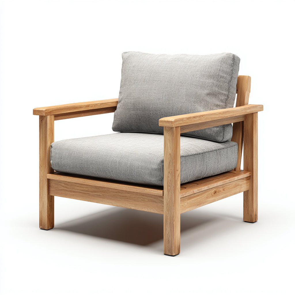 Poltrona da giardino-legno-tessuto-82x78x77 cm-marrone-grigio-design moderno