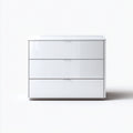 Cassettiera-MDF-Metallo-92x42x78 cm-Bianco lucido-Argento-Moderno