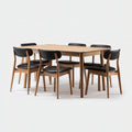Set da pranzo da esterno - legno massello-ecopelle - 180x95x75 cm - rovere naturale-nero - stile contemporaneo