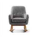 Sedia a dondolo-tessuto-legno-79x84x97 cm-nero-bianco-marrone-stile rétro
