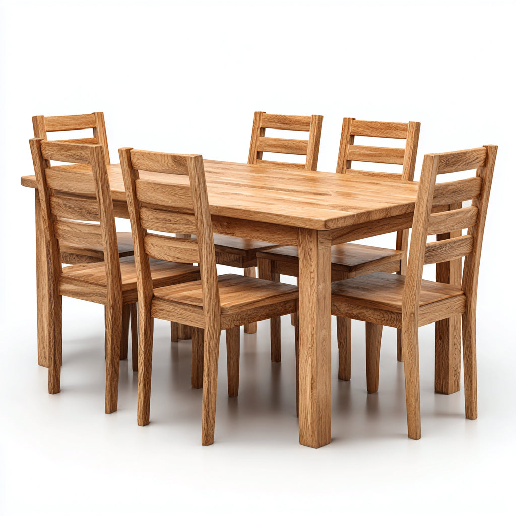 Set da pranzo da esterno - legno massello - 160x90x75 cm - rovere naturale - stile rustico moderno