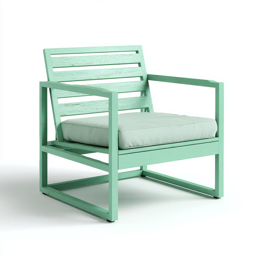 Poltrona da giardino - legno - tessuto - 82x78x86 cm - verde menta - stile contemporaneo