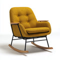 Sedia a dondolo-tessuto-metallo-legno-85x90x101 cm-giallo senape-nero-marrone-stile moderno rétro