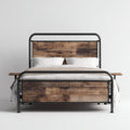 Letto matrimoniale - Metallo-Legno - 207x166x115 cm - Nero-Rovere rustico - industriale moderno