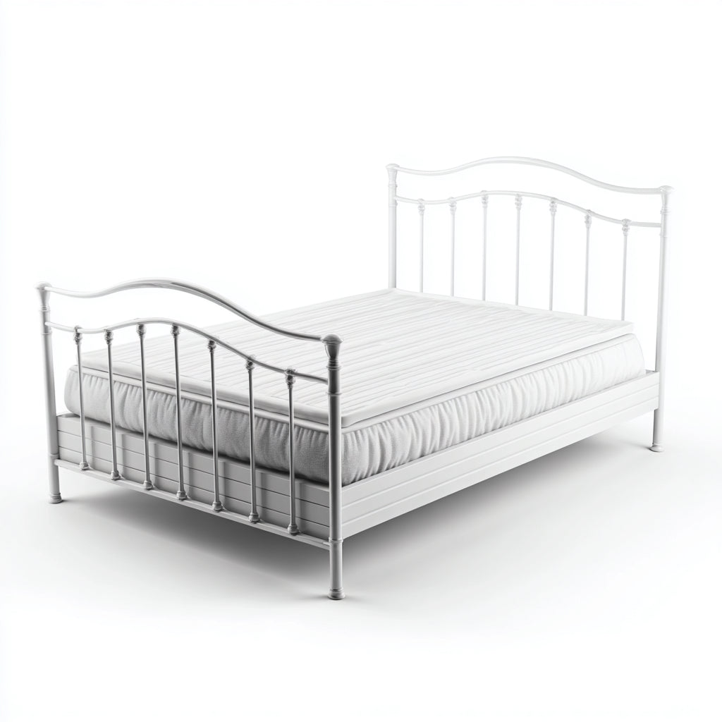 Letto matrimoniale-Metallo-213x153x118 cm-Bianco-Argento-Stile classico