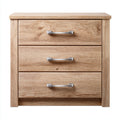 Cassettiera-Legno massello-Metallo-76x40x76 cm-Rovere naturale-Argento-Moderno