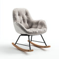 Sedia a dondolo-velluto-metallo-legno-83x88x104 cm-grigio chiaro-nero-marrone-stile rétro elegante