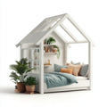Letto per bambini-legno-MDF-160x88x172 cm-bianco-stile casetta