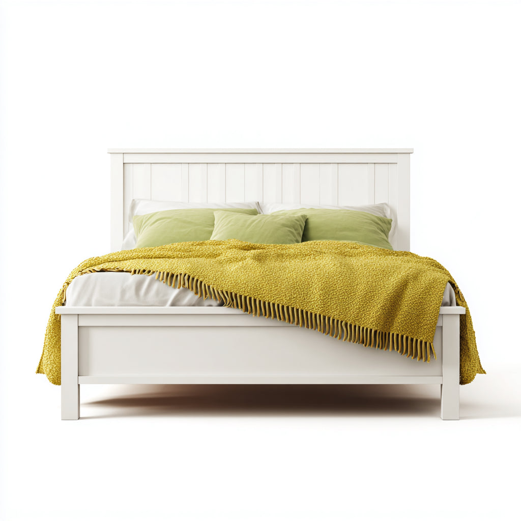 Letto matrimoniale - Legno - 208x168x112 cm - Bianco - Stile classico