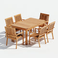Set da pranzo da esterno - legno massello - 180x100x75 cm - teak naturale - stile classico da giardino