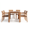 Set da pranzo da esterno - legno massello - 185x95x75 cm - teak naturale - stile moderno da patio