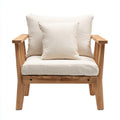 Poltrona da giardino - Legno-Tessuto - 82x78x80 cm - Crema-Legno naturale - Rustico moderno