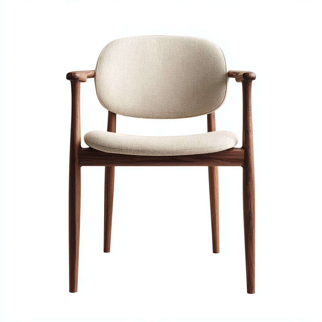 Poltrona da giardino - legno - tessuto - 60x57x82 cm - crema-noce - stile moderno