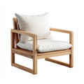 Poltrona da giardino - Legno-Tessuto - 79x75x76 cm - Bianco-Legno naturale - Moderno naturale