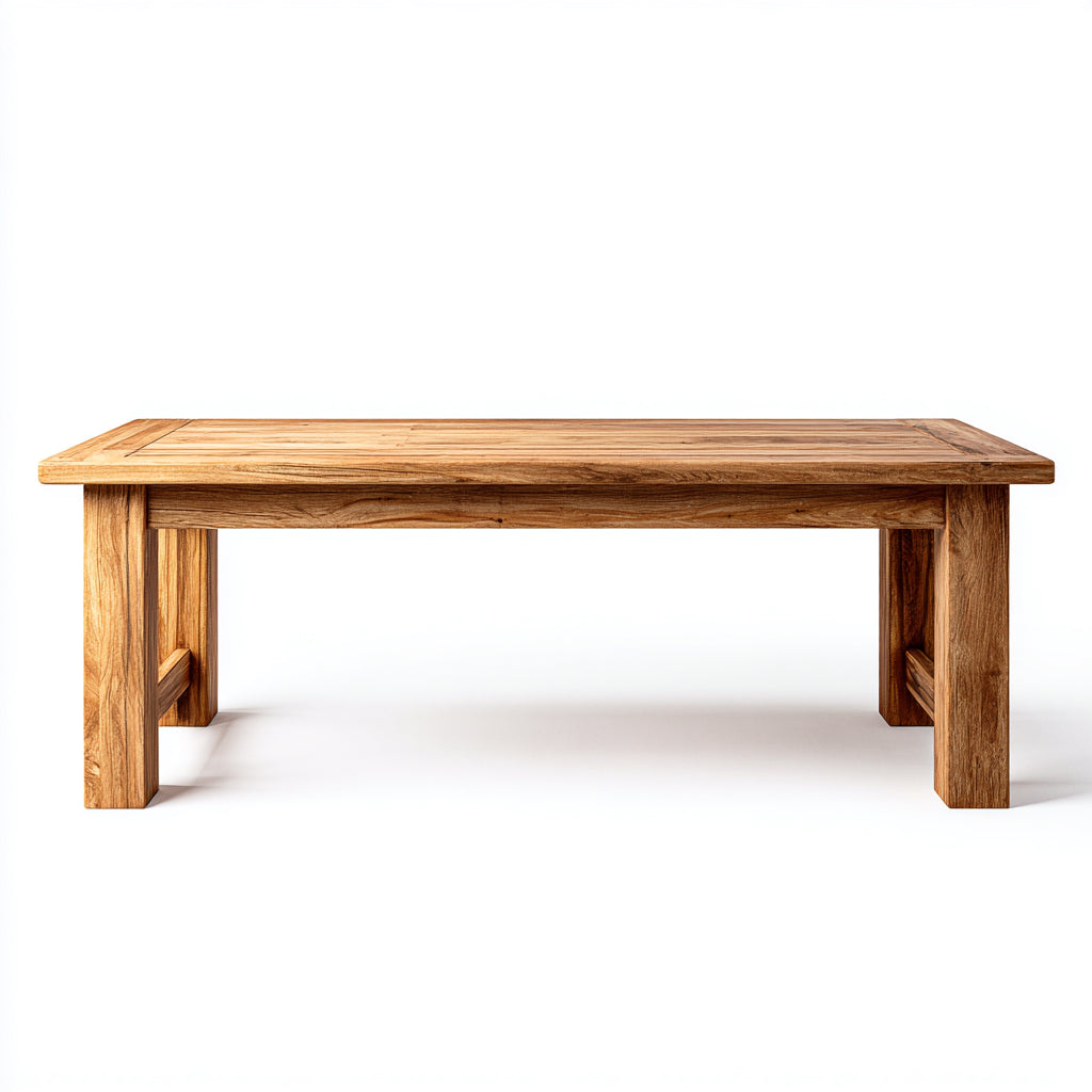 Tavolo da giardino - Legno massello - 220x100x76 cm - Naturale - Rustico