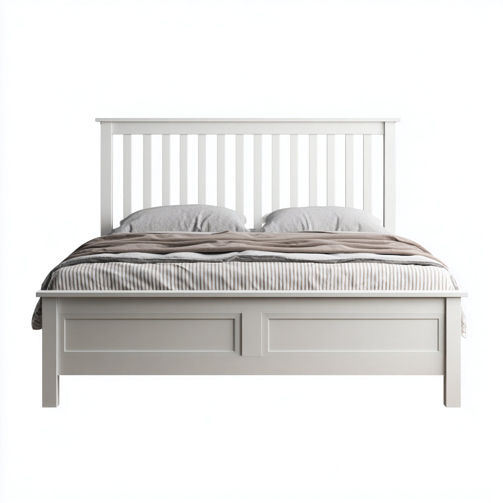 Letto matrimoniale - Legno - 210x170x115 cm - Bianco - Stile classico