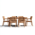 Set da pranzo da esterno - legno massello - 200x100x75 cm - teak naturale - stile lounge da giardino