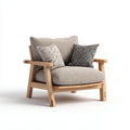 Poltrona da giardino-legno-tessuto-88x80x78 cm-marrone-beige-stile naturale