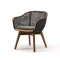 Poltrona da giardino-rattan-legno-tessuto-72x68x75 cm-grigio-marrone-stile contemporaneo