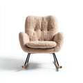 Sedia a dondolo-tessuto bouclé-metallo-legno-84x87x96 cm-beige-nero-marrone-stile rétro