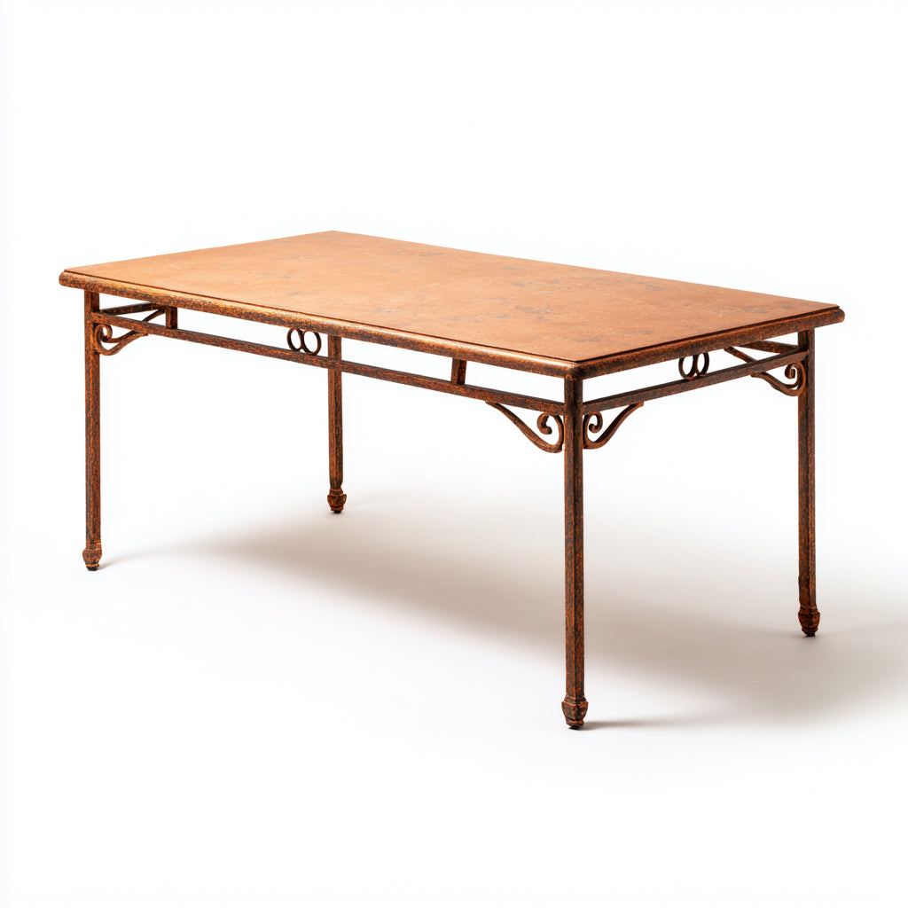 Tavolo da giardino - Metallo - 160x85x74 cm - Terracotta - Vintage