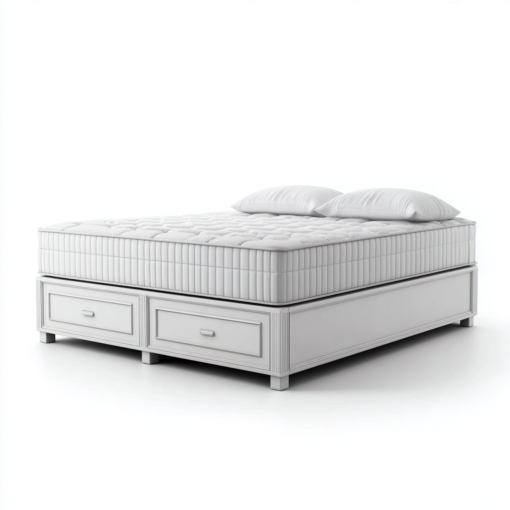 Letto matrimoniale con cassetti - Legno - 211x172x46 cm - Bianco - Stile classico