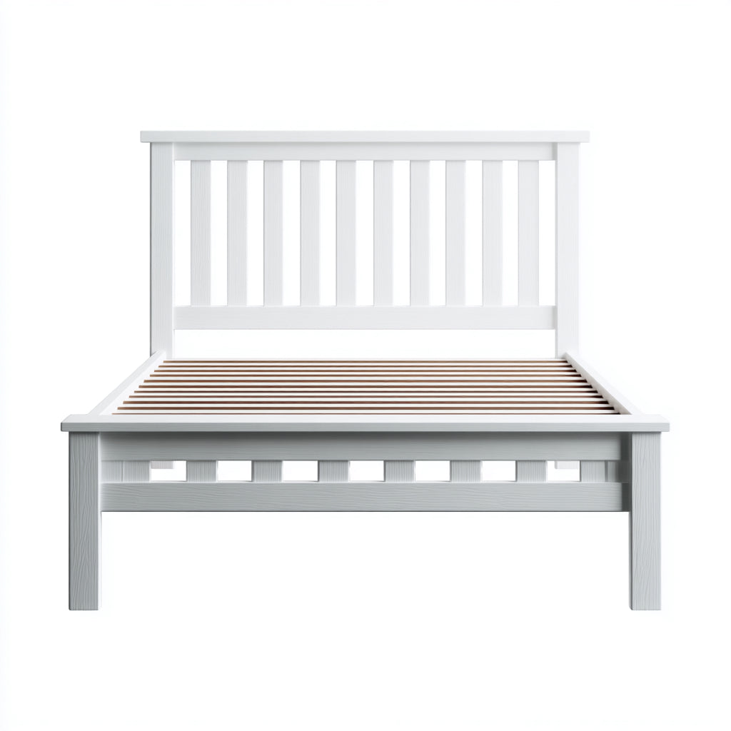 Letto matrimoniale - Legno - 206x166x100 cm - Bianco - Design semplice