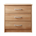 Cassettiera-Legno massello-Metallo-78x40x80 cm-Rovere naturale-Argento-Moderno