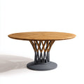 Tavolo da giardino - Bambù - Metallo - 150x150x75 cm - Naturale-Grigio scuro - Contemporaneo