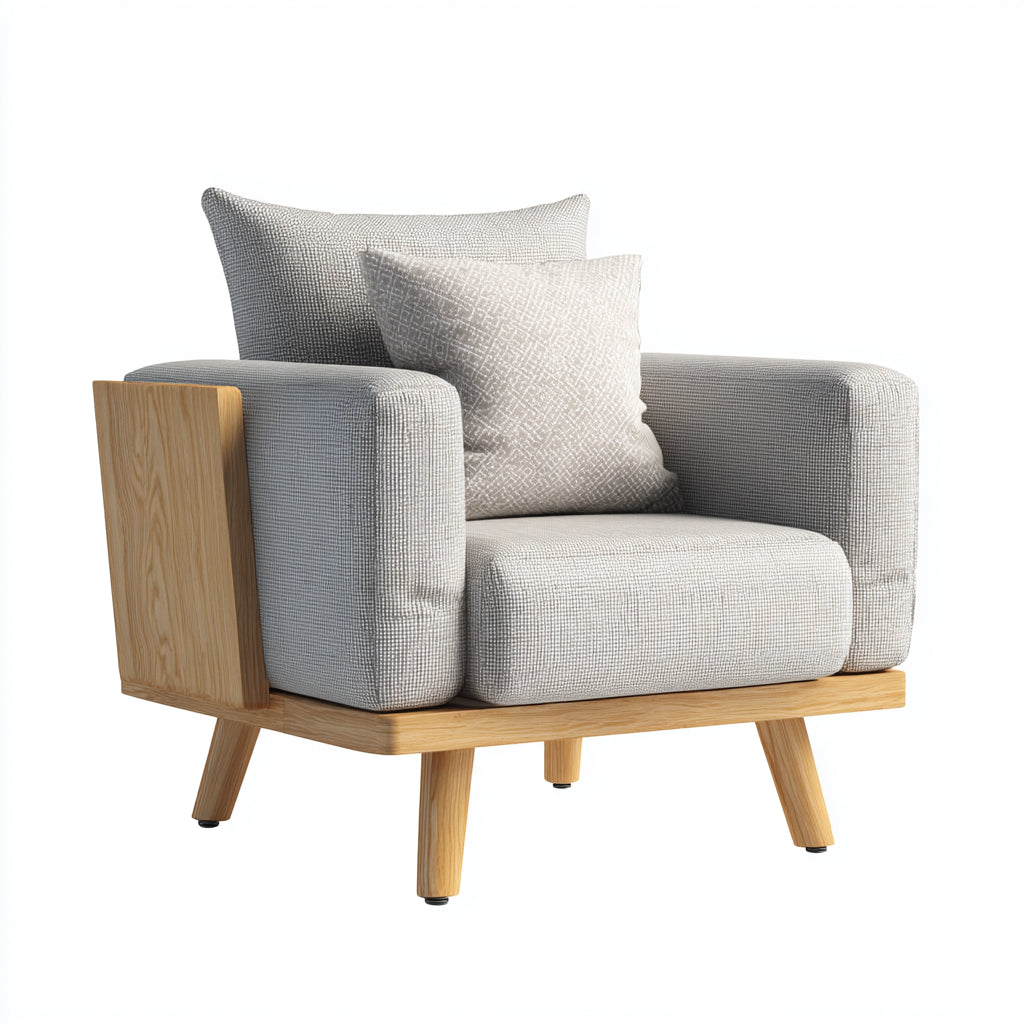 Poltrona da giardino - tessuto - legno - 92x86x82 cm - grigio-naturale - stile moderno
