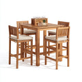 Set da pranzo da esterno - legno massello-tessuto - 120x120x105 cm - rovere naturale-beige - stile bar da terrazza