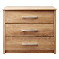 Cassettiera-Legno massello-Metallo-82x42x76 cm-Rovere naturale-Argento-Moderno