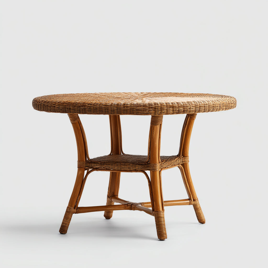 Tavolo da giardino - Rattan - Bambù - 100x100x74 cm - Marrone - Boho