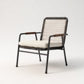 Poltrona da giardino - metallo - corda - tessuto - 72x76x83 cm - nero-beige-noce - stile contemporaneo